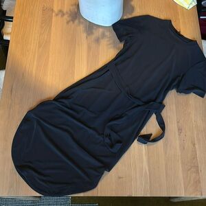 Topshop Black T Shirt Style Dress w Tie at Waist